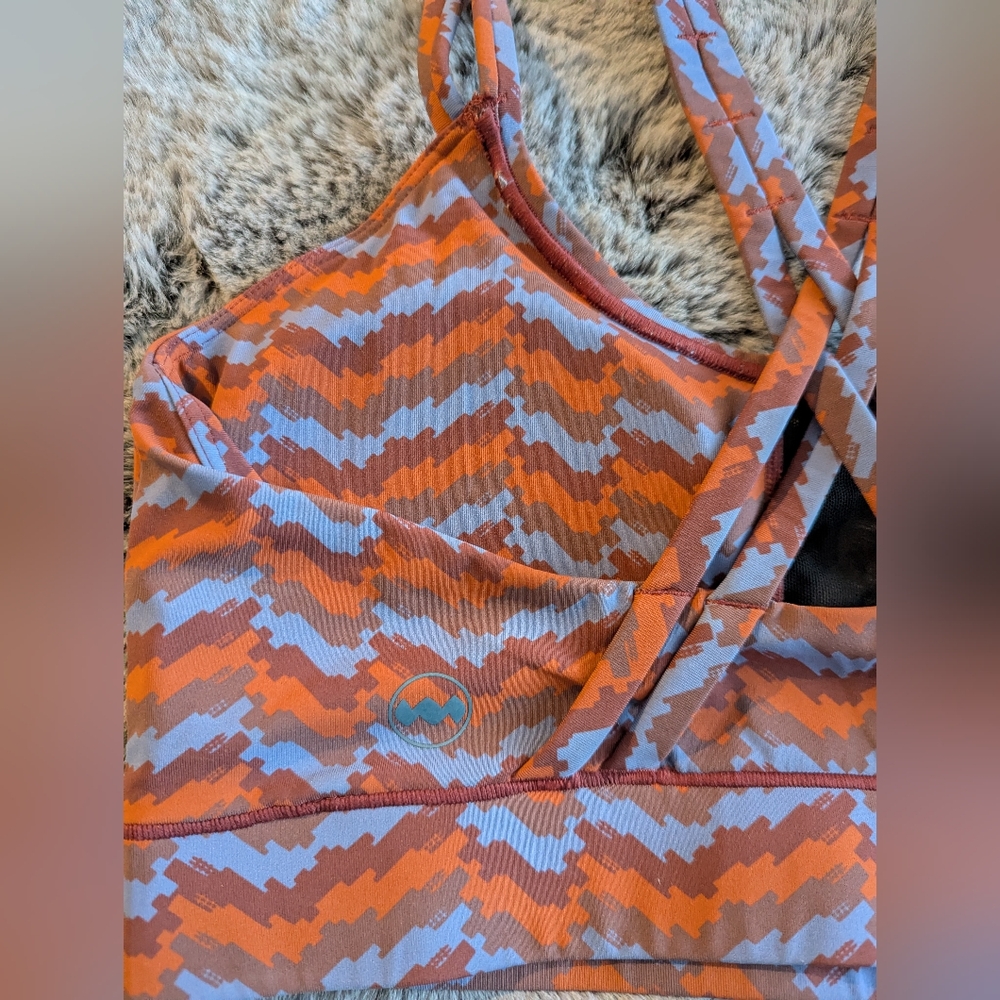 Janji Orange & Light Blue Zigzag Sports Bra - Picture 6 of 8